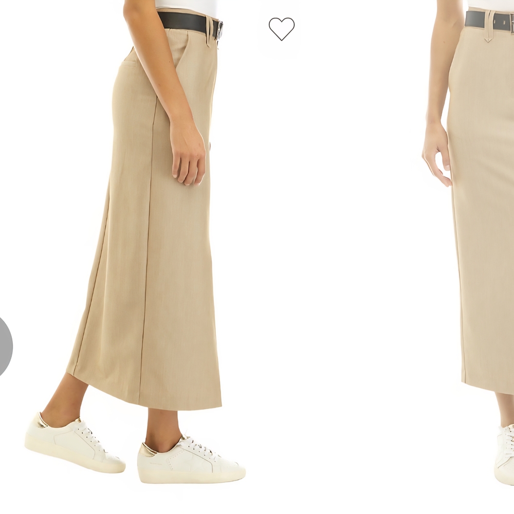 Moon River Beige Maxi Skirt